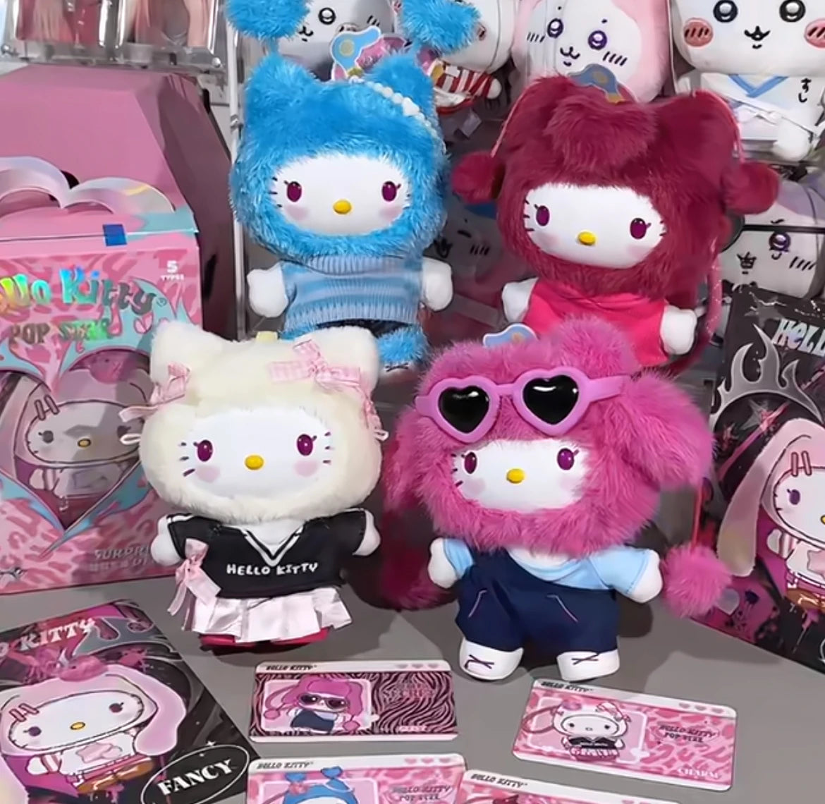 Genuine Hellokitty Pop Star Series Blind Box Trendy Toys Kawai Vinyl Plush Bag Pendant Collect Dolls Mystery Box Birthday Gift