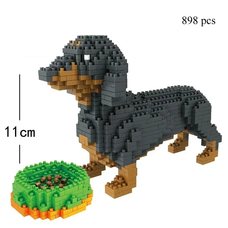 KNEW BUILT Yorkshire Terrier Dogs Model Micro Mini Building Blocks: Educational Recreation Toys for Pet Lover Gifts and Decor