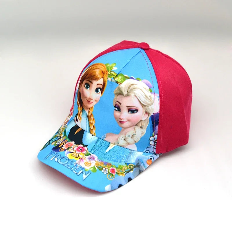 New Disney Anime Frozen Mickey Mouse Kids Brand Hat Boy Girl Travel Caps Spiderman Mickey Minnie Baby Caps Figure Gift Toys 2-8Y