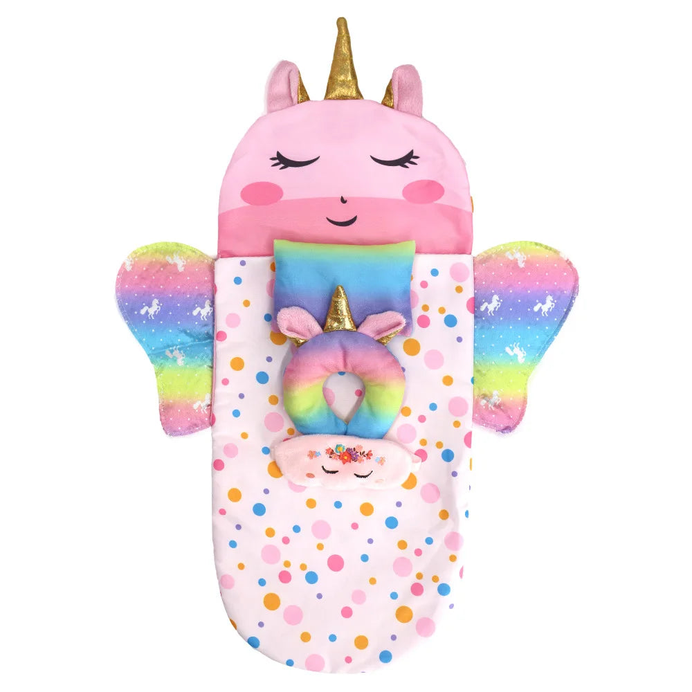 Doll Sleeping Bag for 43cm Dolls Lovely Unicorn Pillow 10-18inch Baby New Born Dolls Accessories American Girl's Birthday Gift