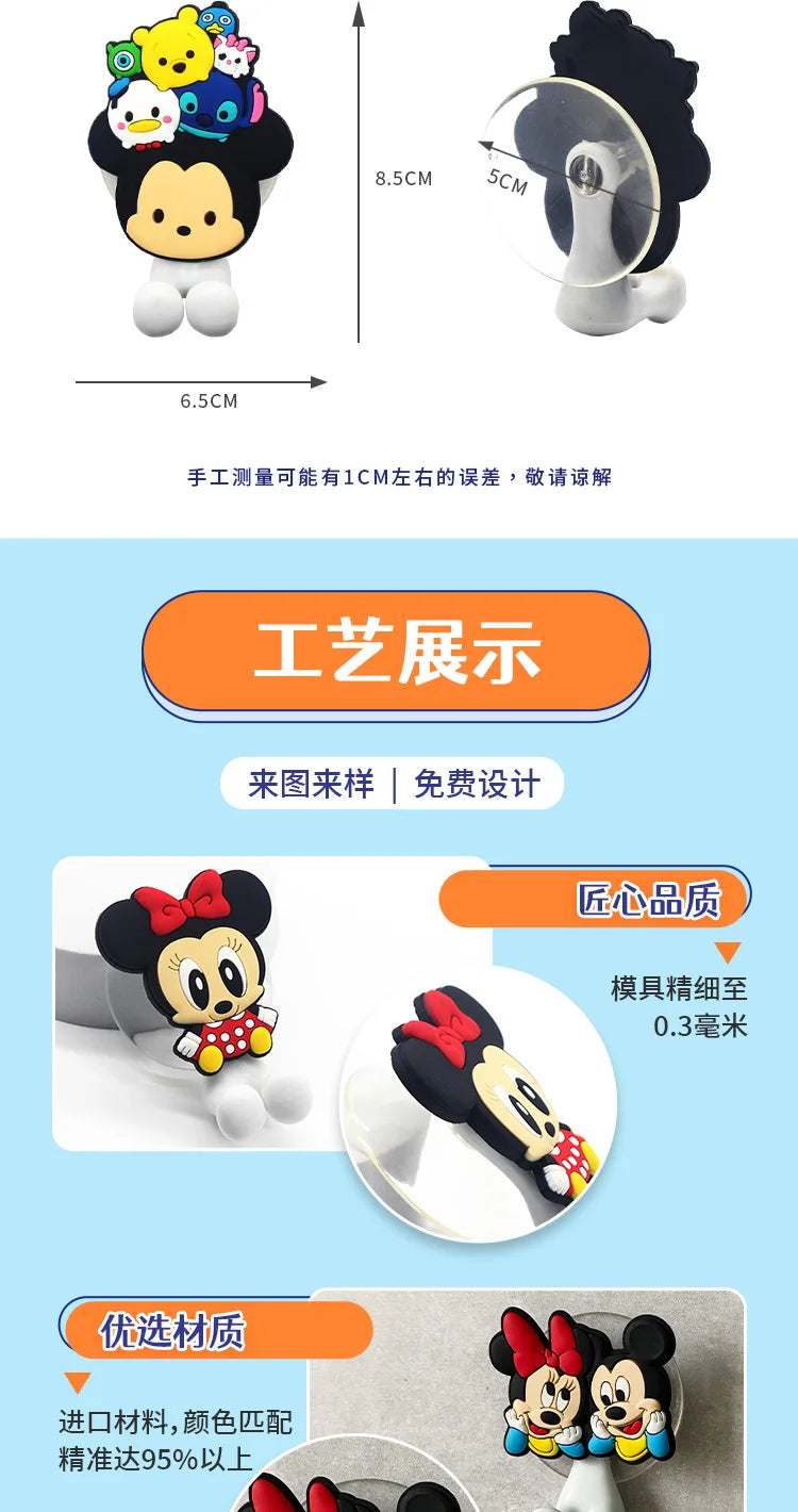 Disney  Stitch Anime Figure Mickey Mouse kids Toothbrush Holder Minnie Mouse Cartoon Wall Mounted Shelf Kitchen Bathroom Toys