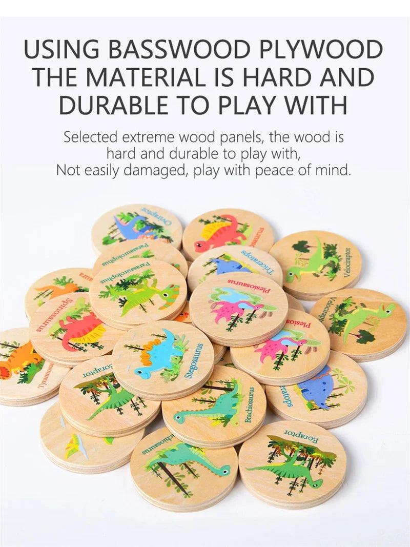 Memory Game Dinosaur Matching Toy Preschool Matching Board Game For Early Learning Development Wooden Games Summer Party Gift