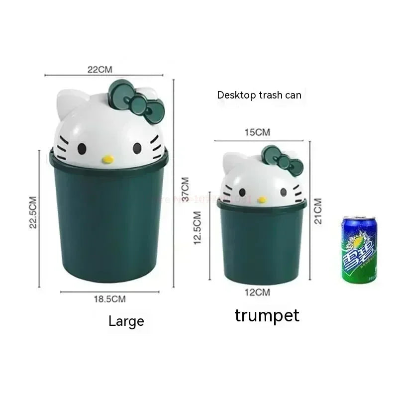 New Sanrio Hello Kitty Dustbin Trash Can Rubbish Bin Garbage Binsanrio Kawaii Trash Can Living Room Bedroom Toilet Paper Basket