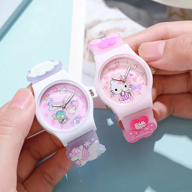 Hello Kitty Kuromi Melody Cinnamonroll Cartoon Anime Figures Student Wrist Watch Kids Watch Toys Boys Girls Birthday Party Gifts