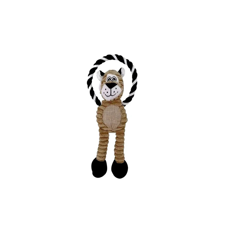 Dog Plush Toys Squeaky Animal Toys Lion Elephant Monkey Shaped Pet Chew Toy Interactive Teeth Cleaning Toy Pet Training Anti Bit