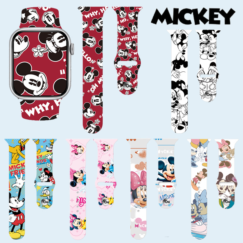 Disney Mickey Mouse Watchband Soft Silicone Strap for Apple Watch Band Ultra 49mm 44mm 45mm 42mm 41mm 42mm Iwatch Series 7 6 5 4