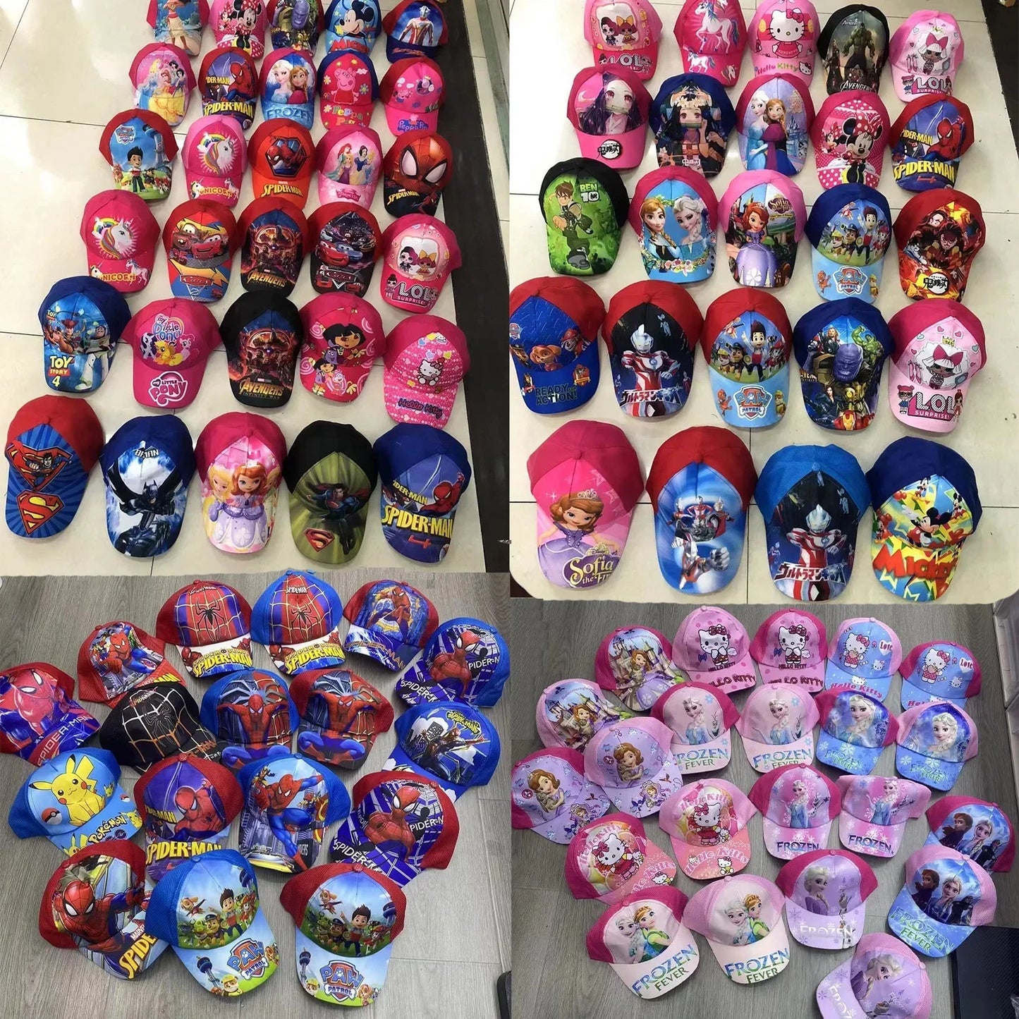 New Disney Anime Frozen Mickey Mouse Kids Brand Hat Boy Girl Travel Caps Spiderman Mickey Minnie Baby Caps Figure Gift Toys 2-8Y