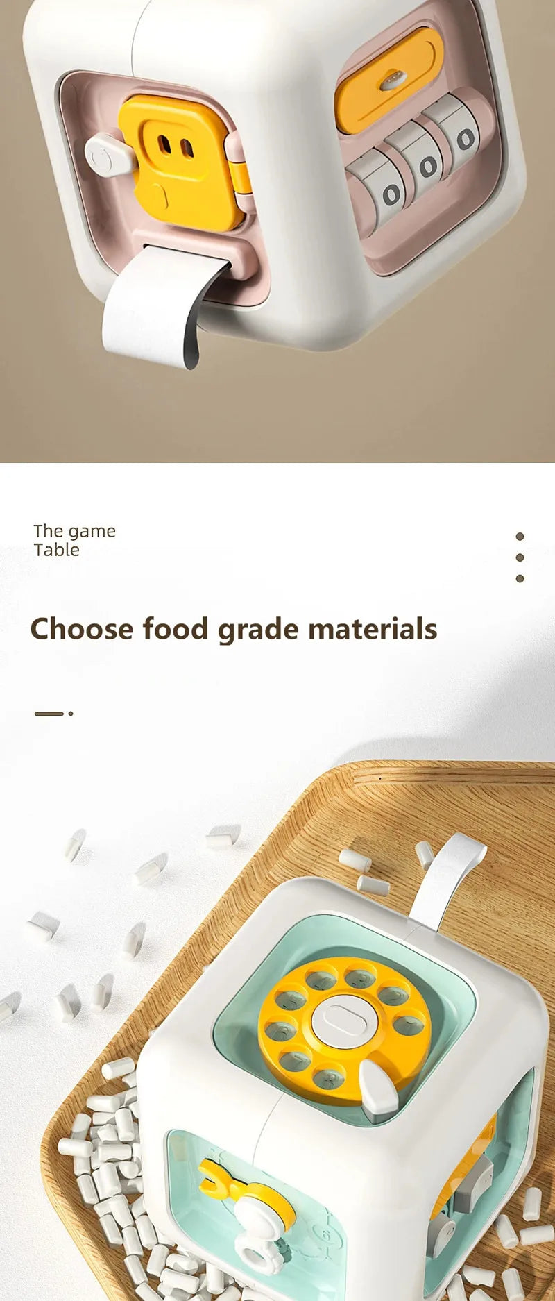 Montessori Activity Cube Baby Toys 6 in 1 Multipurpose Busy Cube Toddler Travel Toy Sensory Busy Board Educational Learning Toys