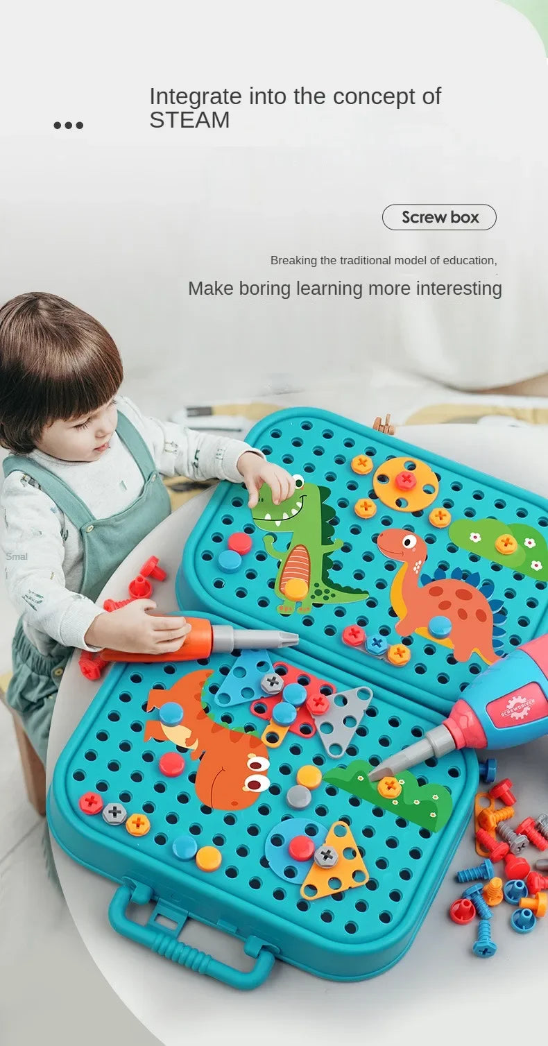 Children Toys Tool Set Electric Drill Screw Nut 3D Puzzle Toys Pretend Play Repair Tool Box Drilling Assembly Educational Toys