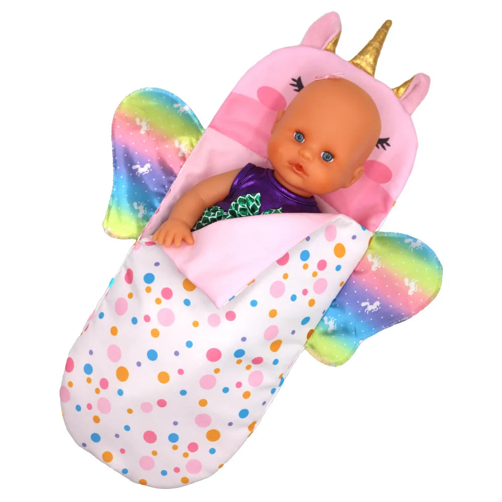 Doll Sleeping Bag for 43cm Dolls Lovely Unicorn Pillow 10-18inch Baby New Born Dolls Accessories American Girl's Birthday Gift