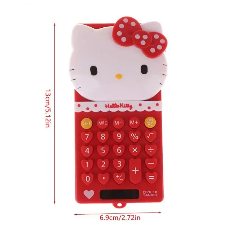 Hello Kitty Pocket Calculator Cute Electronic Push Back Design Portable Office Supplies Math Device Kawaii Student Children Gift