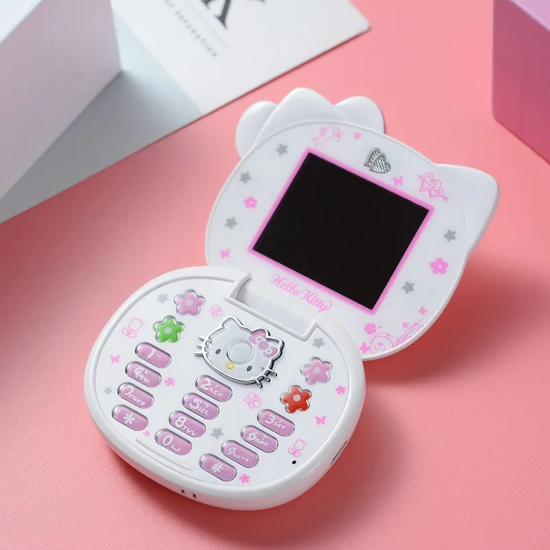 2024 Sanrio Hello Kitty Flip Phone Kawaii K688 Cartoon Kids Taiml Cute Mini Phone Birthday Fashion Girls Gifts Toys For Children