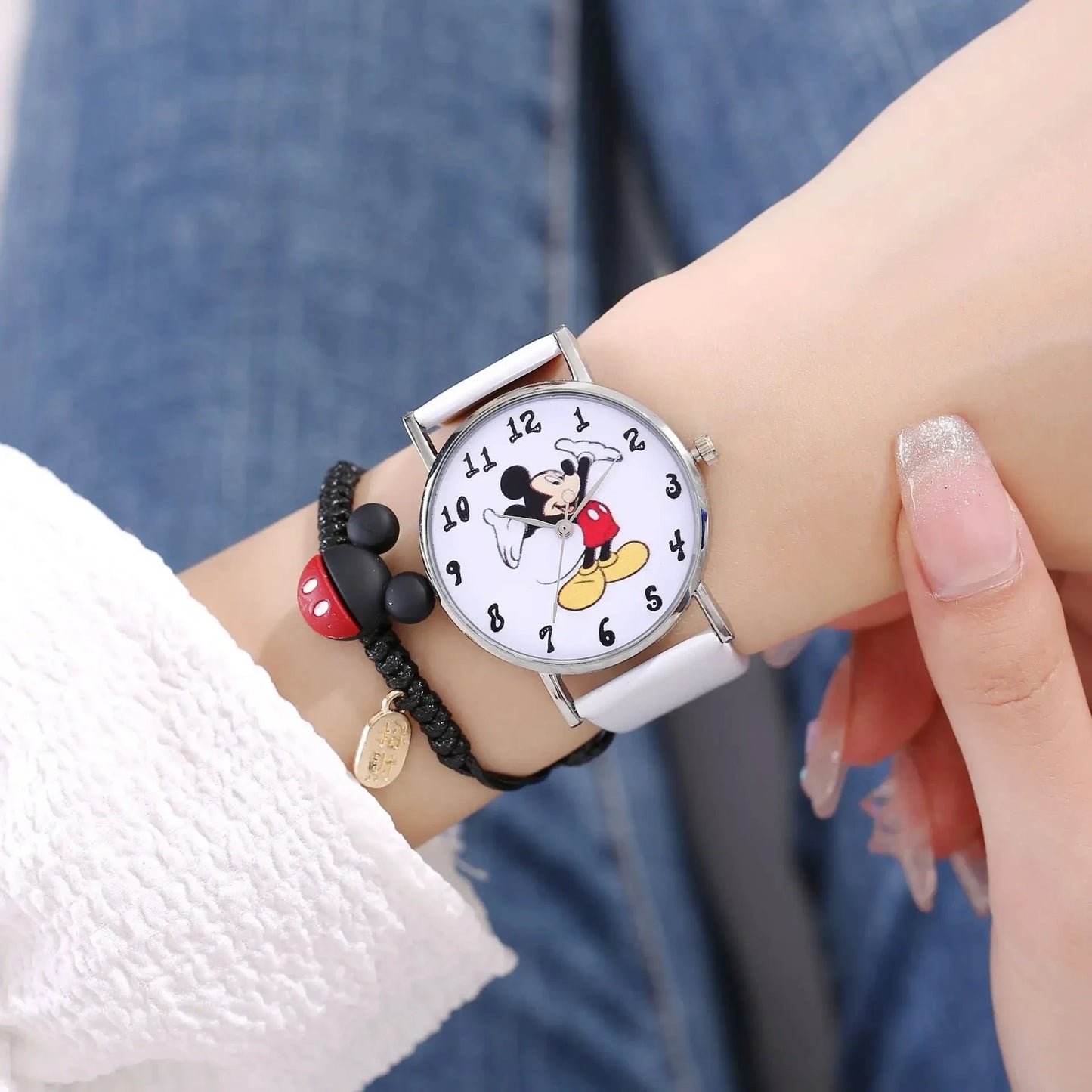 2024 Disney Mickey Mouse watch Minnie Mouse Anime Figure Children watch For Kids Boys Girls Cartoon watches Gifts Toys With Box
