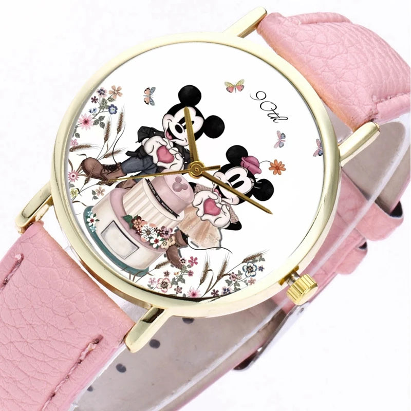 Disney Stitch Mickey Mouse Women Men Fashion Watch Stainless Steel Casual Quartz Watch Gift kids Party Birthday Gifts Watch
