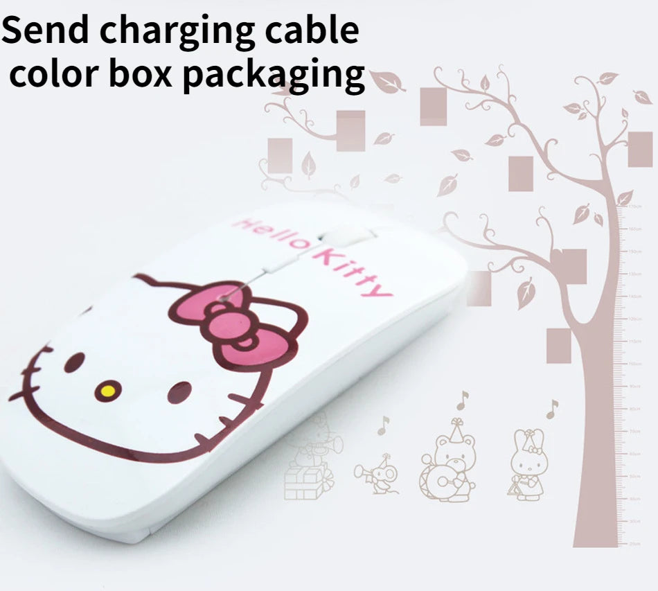 Hello Kitty Wireless Mouse Bluetooth Mouse Kawaii Ultra-thin Silent Gaming Mouse Cute USB 2.4G Mice for IPad Computer Laptop PC