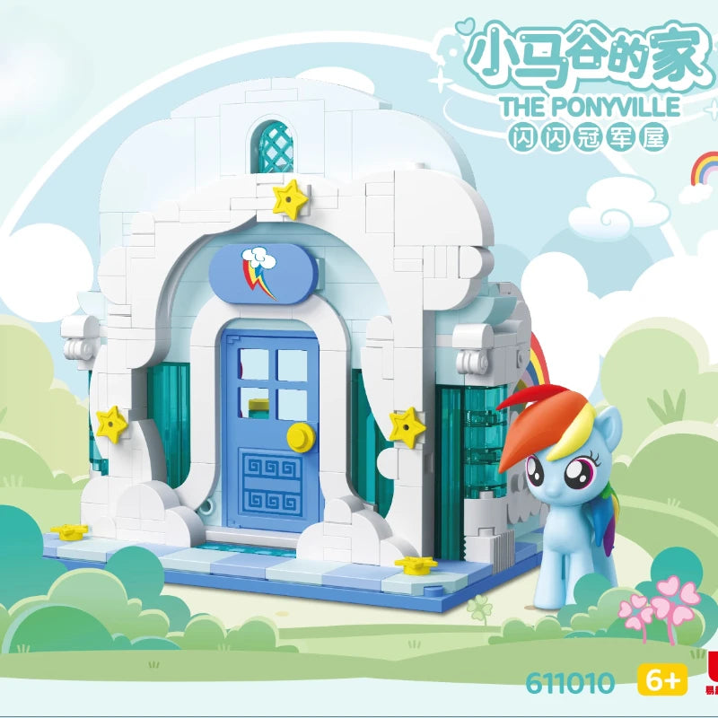 My Little Pony Building Blocks Street View Twilight Sparkle Pinkie Pie Splicing Model Ornament Puzzle Toy Collection Gift