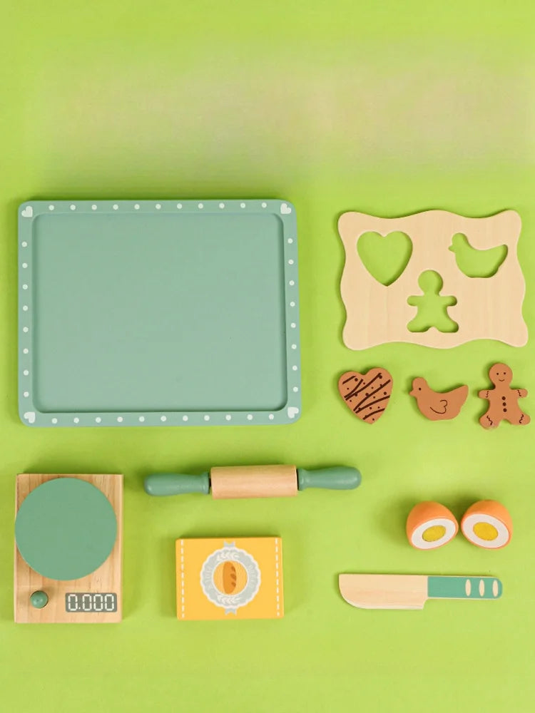 Children Play House Simulation Teapot Girl Tea Kitchen toys, wooden cake kindergarten birthday present