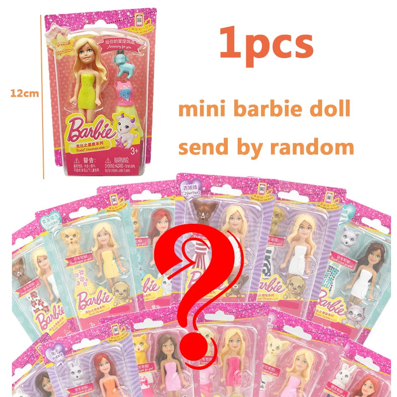 Original Mattel Mini Barbie Doll Pet Series Toys for Girls Princess Dolls Clothes Accessories 10cm Boneca Children Birthday Gift