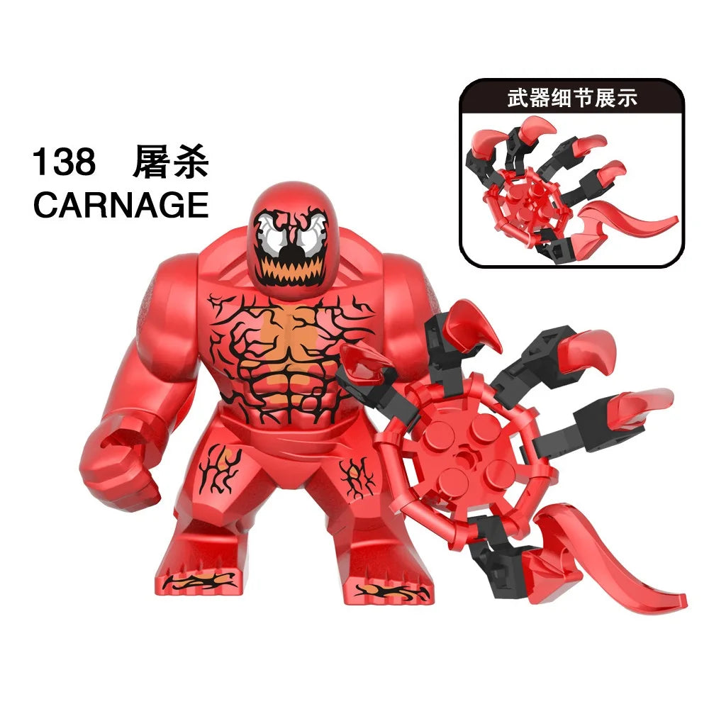 Marvel Superhero Anime Doll Building Blocks Venom Massacre Symbiosis, Spider Man Deadpool Wolverine Couple Gift Toy