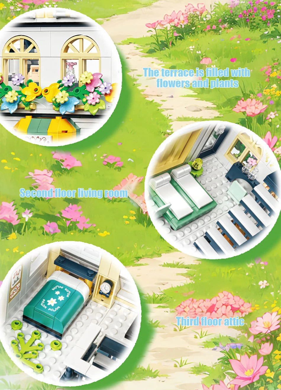 Creative Street View Wedding Salon Manor Garden House Coffee Shop Model Building Blocks City Architecture Mini Bricks Toys Gifts