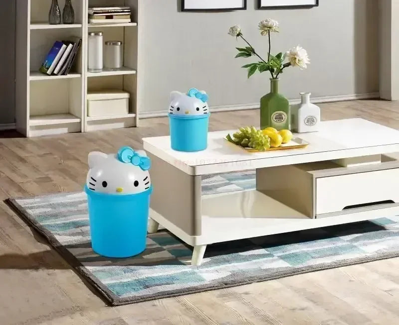 New Sanrio Hello Kitty Dustbin Trash Can Rubbish Bin Garbage Binsanrio Kawaii Trash Can Living Room Bedroom Toilet Paper Basket