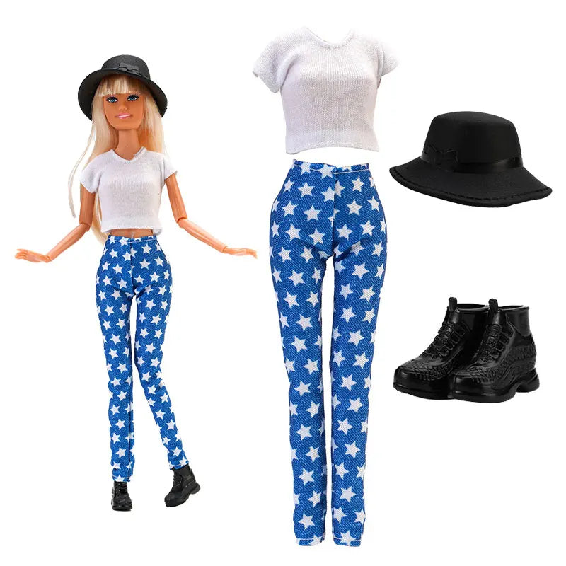 30cm Doll Clothes For Dolls Fashion Shirt+Pants Hat Shoes Coat Clothes For Girl Dolls Boy Children's Gift Doll House Accessories