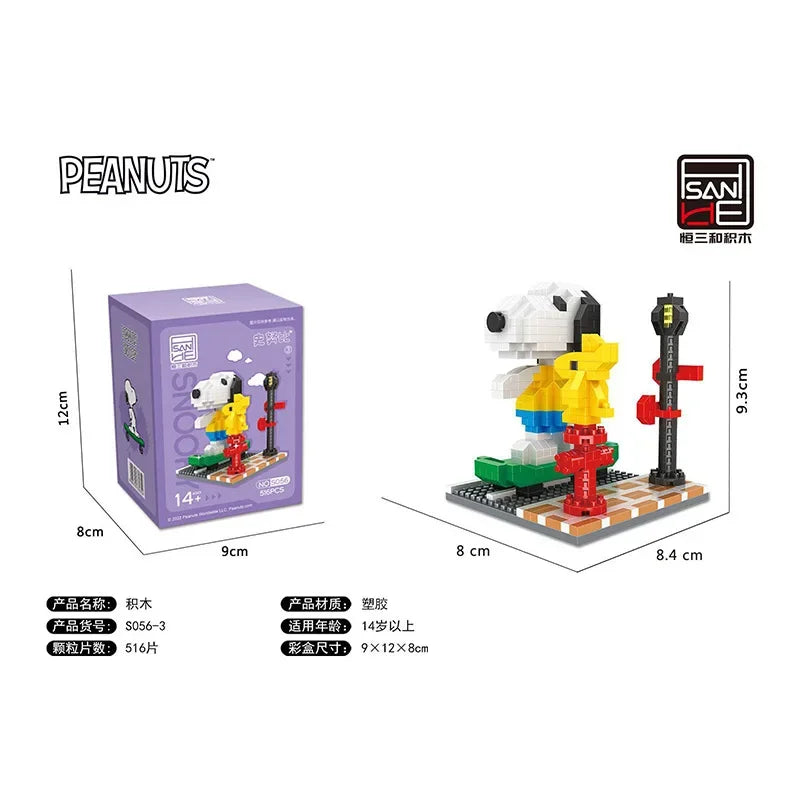 Snoopy Diamond Building Blocks Assembly Street View Model Character Scene Dog Mini Bricks Figure Toys For Christmas Gifts