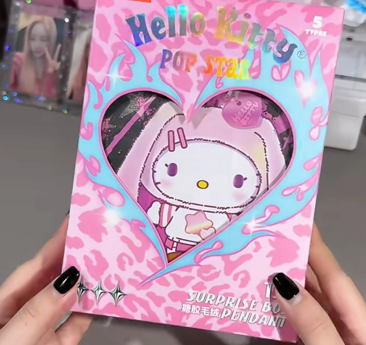 Genuine Hellokitty Pop Star Series Blind Box Trendy Toys Kawai Vinyl Plush Bag Pendant Collect Dolls Mystery Box Birthday Gift