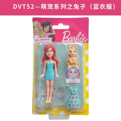 Original Mattel Mini Barbie Doll Pet Series Toys for Girls Princess Dolls Clothes Accessories 10cm Boneca Children Birthday Gift