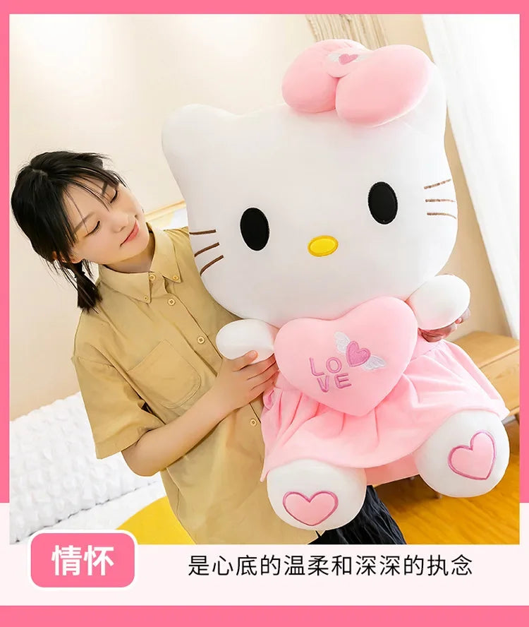 23cm Sanrio KT Cat Plush Toys Pillow Kawaii Anime KT Cat Plush Doll Soft Stuffed Cartoon Cute Pink Doll Birthday Gift For Girls