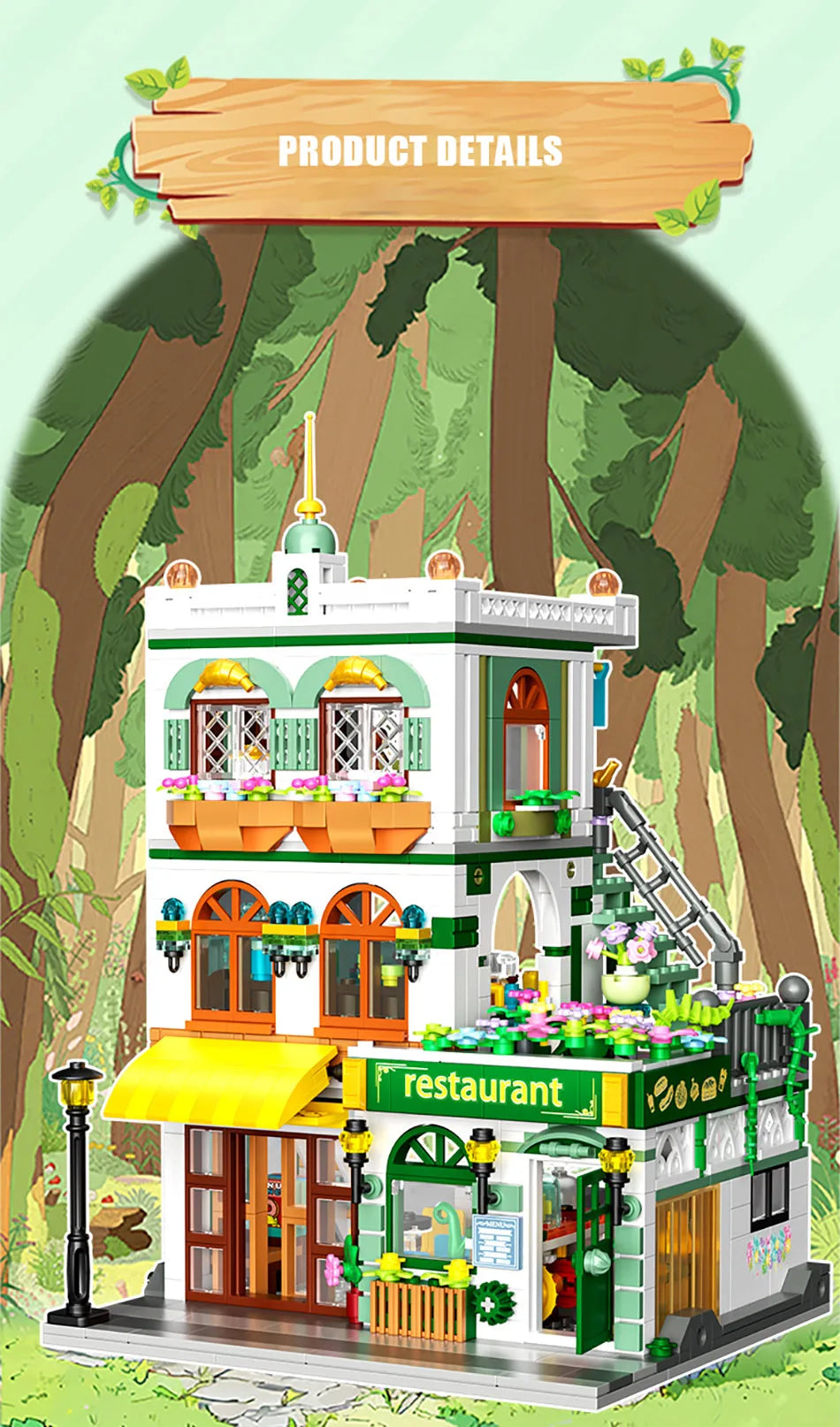 Creative Street View Wedding Salon Manor Garden House Coffee Shop Model Building Blocks City Architecture Mini Bricks Toys Gifts