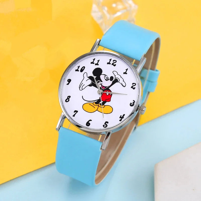 2024 Disney Mickey Mouse watch Minnie Mouse Anime Figure Children watch For Kids Boys Girls Cartoon watches Gifts Toys With Box