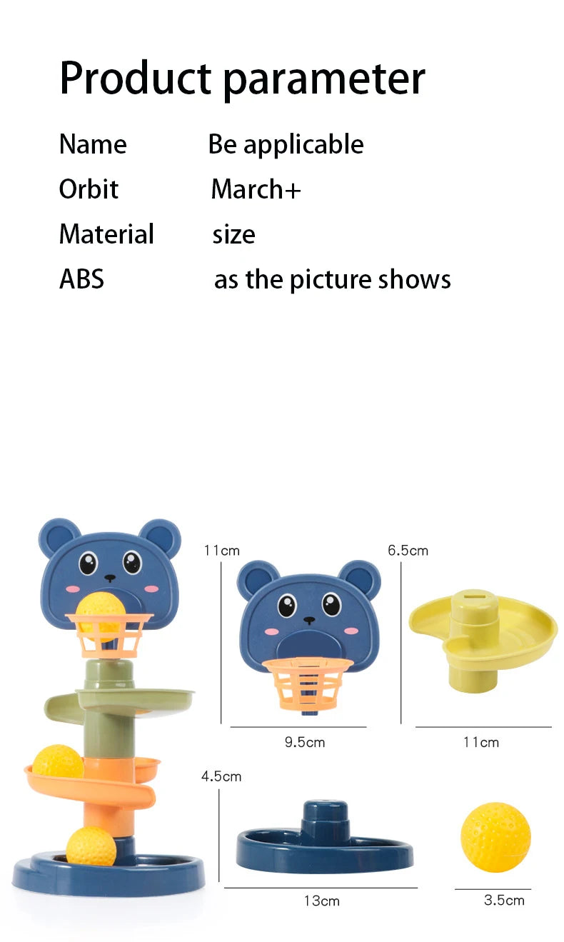 Montessori Baby Toys Rolling Ball Pile Tower Early Educational Toy For Babies Rotating Track Baby Gift Stacking Toy For Children