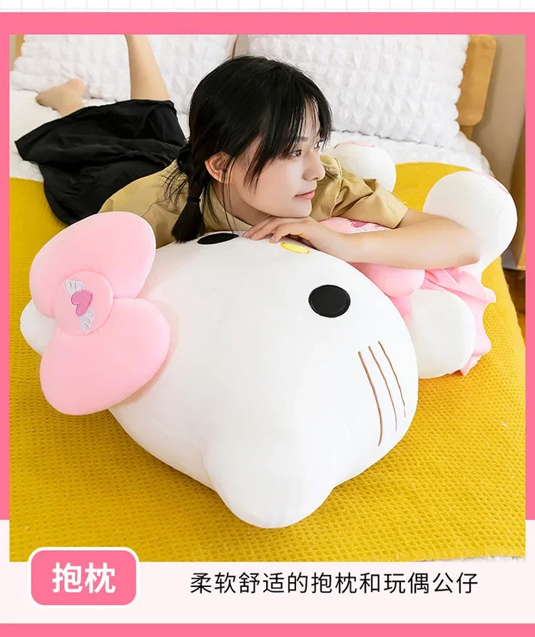23cm Sanrio KT Cat Plush Toys Pillow Kawaii Anime KT Cat Plush Doll Soft Stuffed Cartoon Cute Pink Doll Birthday Gift For Girls