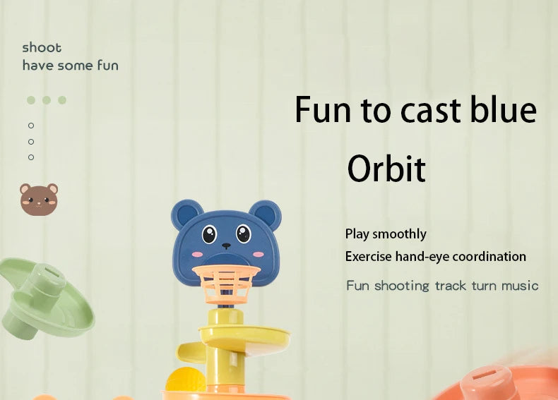 Montessori Baby Toys Rolling Ball Pile Tower Early Educational Toy For Babies Rotating Track Baby Gift Stacking Toy For Children