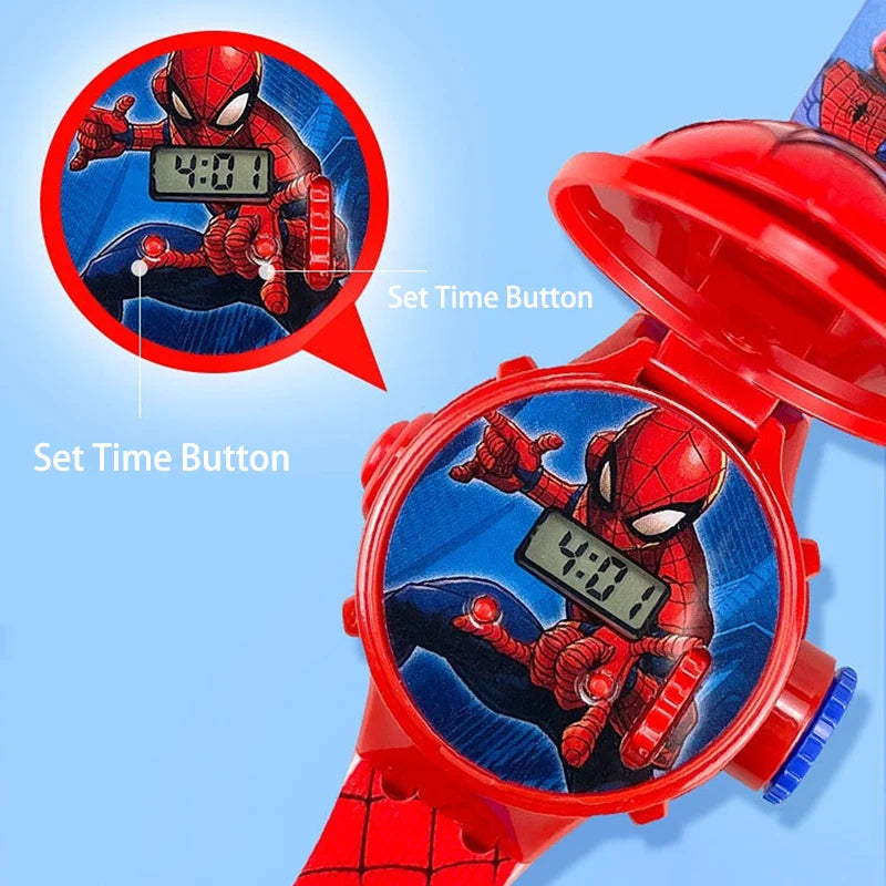 New Cartoon Mickey Mouse Minnie Projection Watch for Children Toys Spiderman Kids Watches Girls Student Gift Digital Clock
