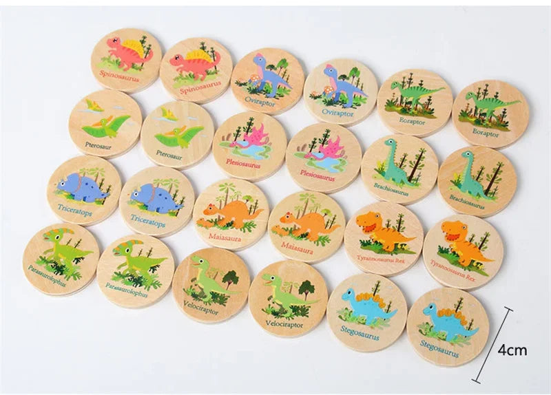 Memory Game Dinosaur Matching Toy Preschool Matching Board Game For Early Learning Development Wooden Games Summer Party Gift
