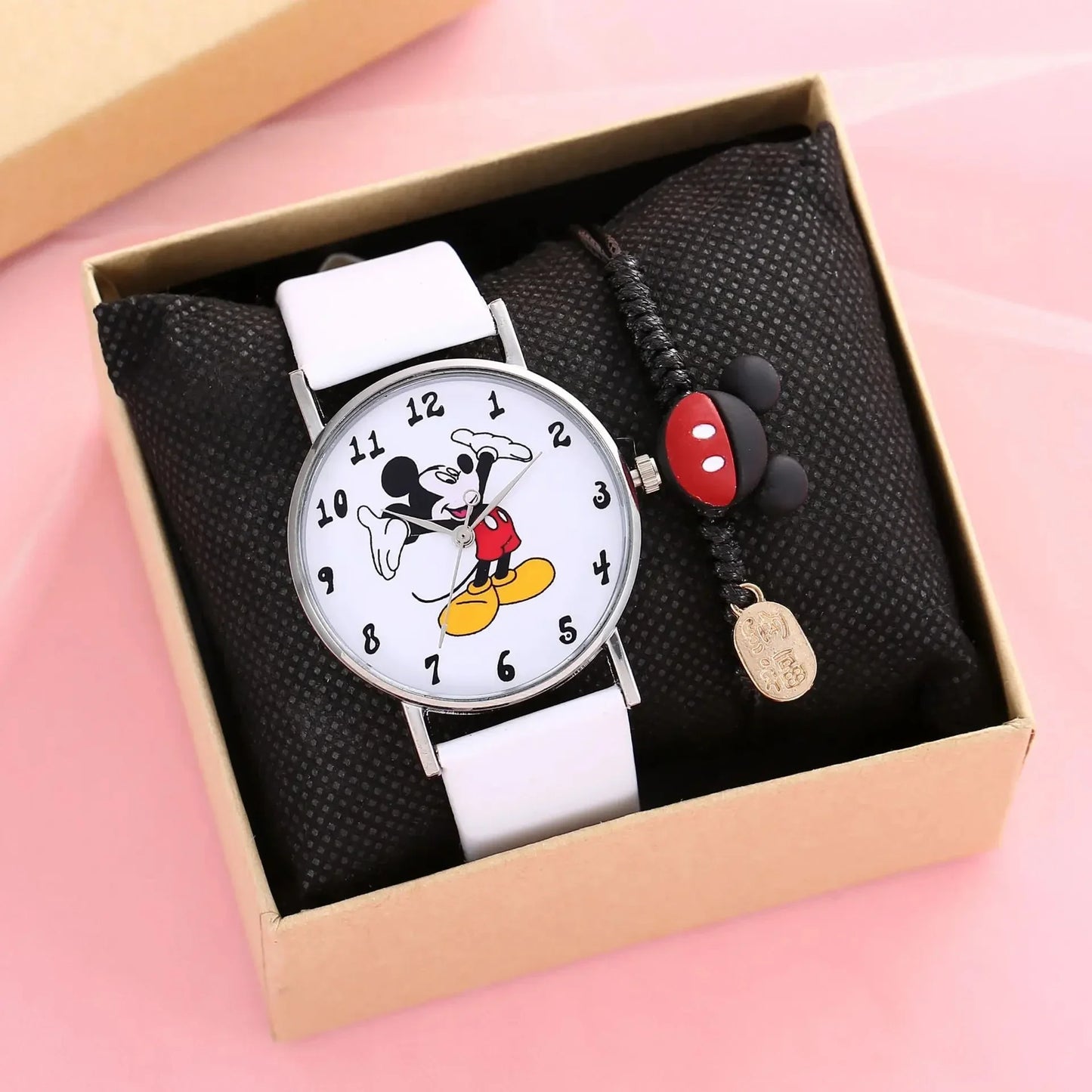 2024 Disney Mickey Mouse watch Minnie Mouse Anime Figure Children watch For Kids Boys Girls Cartoon watches Gifts Toys With Box