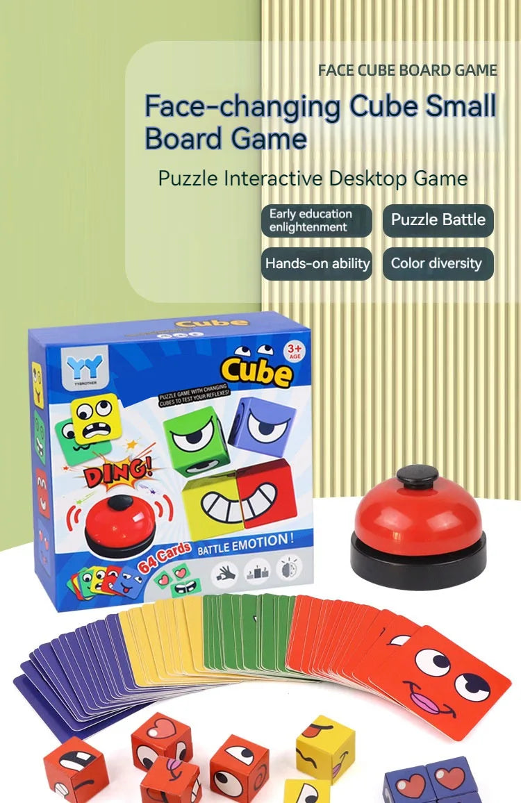 Face Changing Cube Building Blocks Fun Tabletop Parent-Child Board Game Early Education Wooden Puzzle Block Toys For Boys Girls