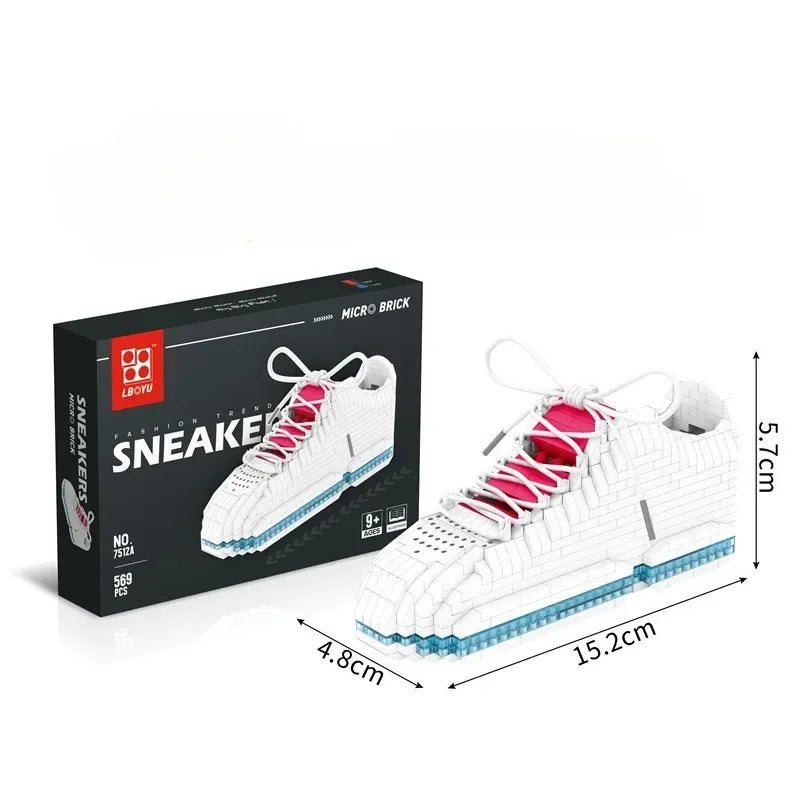 400Pcs Micro Building Block Trendy Shoe Model Youth Puzzle Assembly Toy Boys' Holiday Birthday Gift Compatible with LEGO