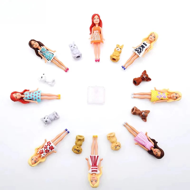 Original Mattel Mini Barbie Doll Pet Series Toys for Girls Princess Dolls Clothes Accessories 10cm Boneca Children Birthday Gift