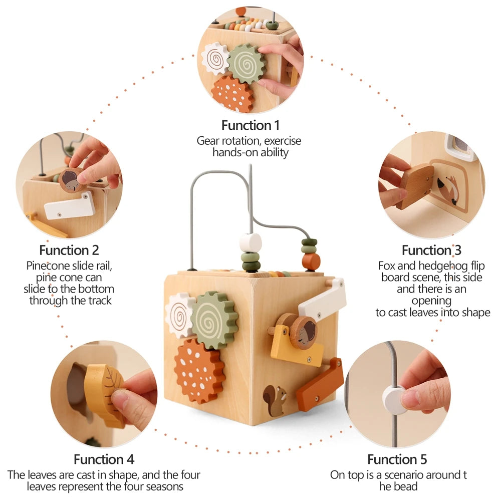 Children's Montessori Toys Wooden Building Blocks Shape Matching Toys Kids Educational Wooden Box Puzzle Toys Stacking Game