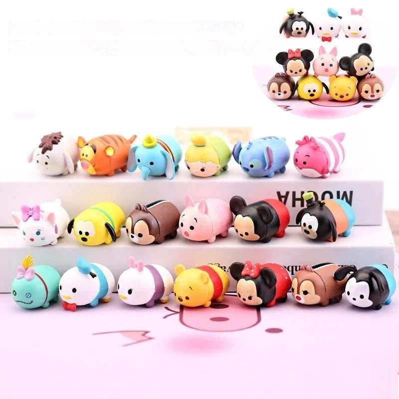 14pcs Kawaii Disney Tsum Tsum Mickey Mouse Cartoon Cute Mini Bean Figure Car Mini Accessories Decoration Gifts For Children