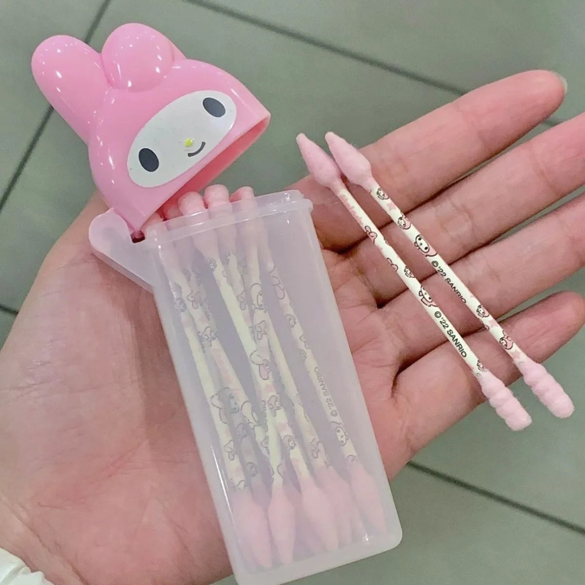 Cute Sanrio Hello Kitty Storage Box Kawaii Anime My Melody Toothpick Cosmetic Swab Storage Box Portable Travel Mini Container