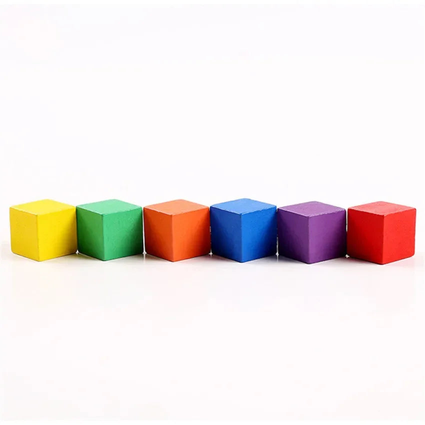 30pcs Colorful Kids Wooden Cube Building Blocks Toy Squares Stack High Game Brick Educational Toys for Boys Girls Birthday Gift