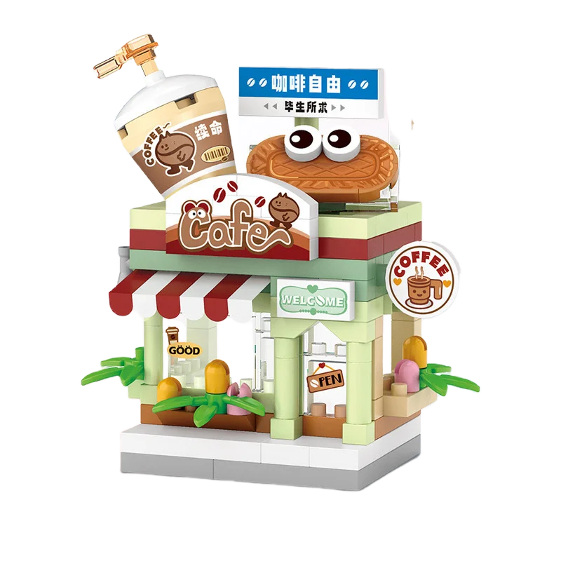 House Building Blocks Household Appliance Dessert Store Street View Snack Children's Toys Boys Girls Gifts Compatible With Lego