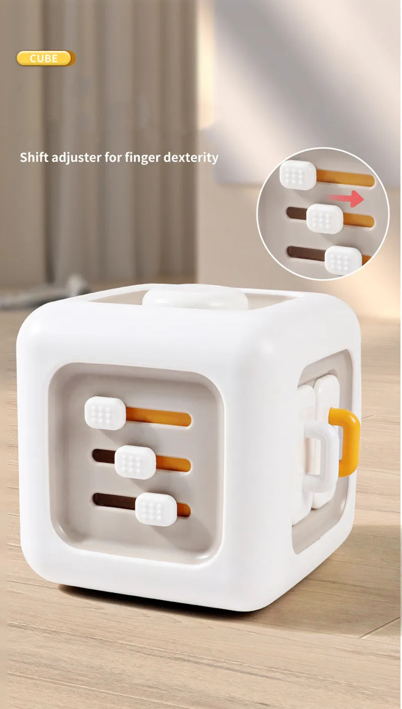 Montessori Activity Cube Baby Toys 6 in 1 Multipurpose Busy Cube Toddler Travel Toy Sensory Busy Board Educational Learning Toys