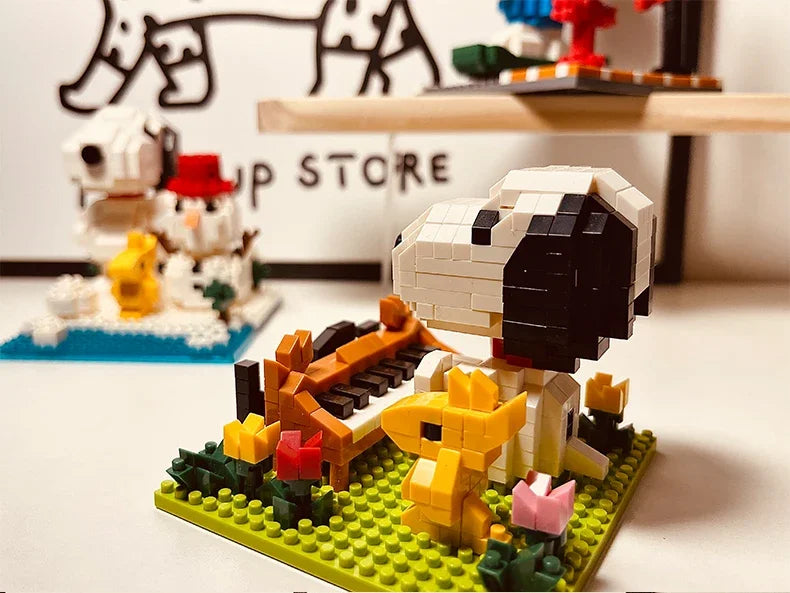 Snoopy Diamond Building Blocks Assembly Street View Model Character Scene Dog Mini Bricks Figure Toys For Christmas Gifts