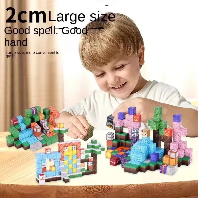 Pixel Blocks Building Set - STEM Montessori Sensory Toys, Creative DIY Magnetic Puzzle Gift for Boys Girls Kids 3+ Birthday