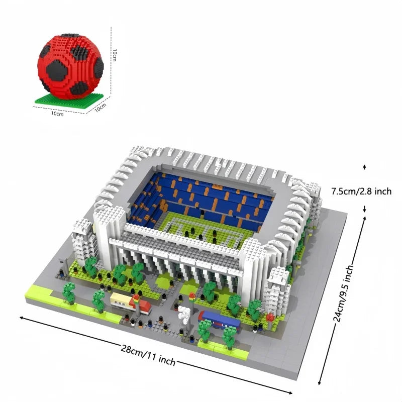 Soccer Stadium Model Micro Building Blocks Toys-Favorite among Fans,Create Your Stadium,Collectible,Decorative,Challenging Build